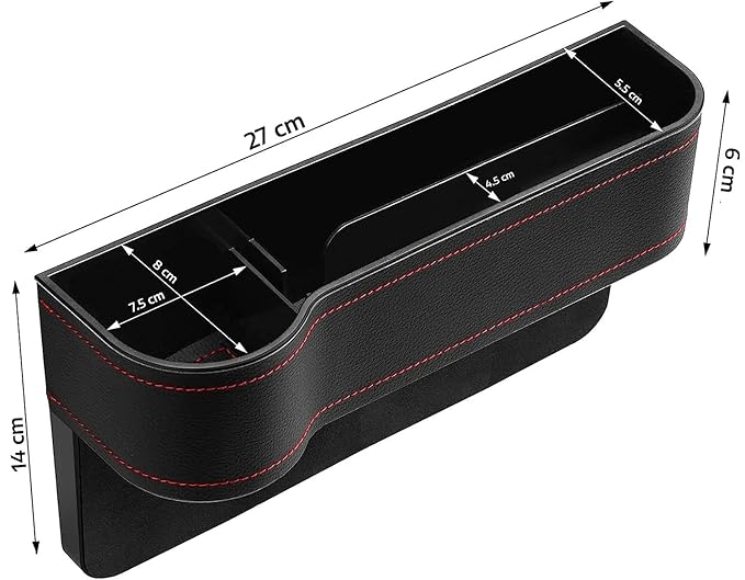 Leather Car Boot Bag: Driver Seat Gap Filler Console Side Pocket with Bottle/Can Holder pack of 1
